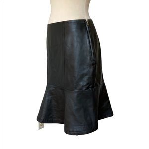 Lamb leather skirt, peplum, black genuine leather, zipper, lining size XL